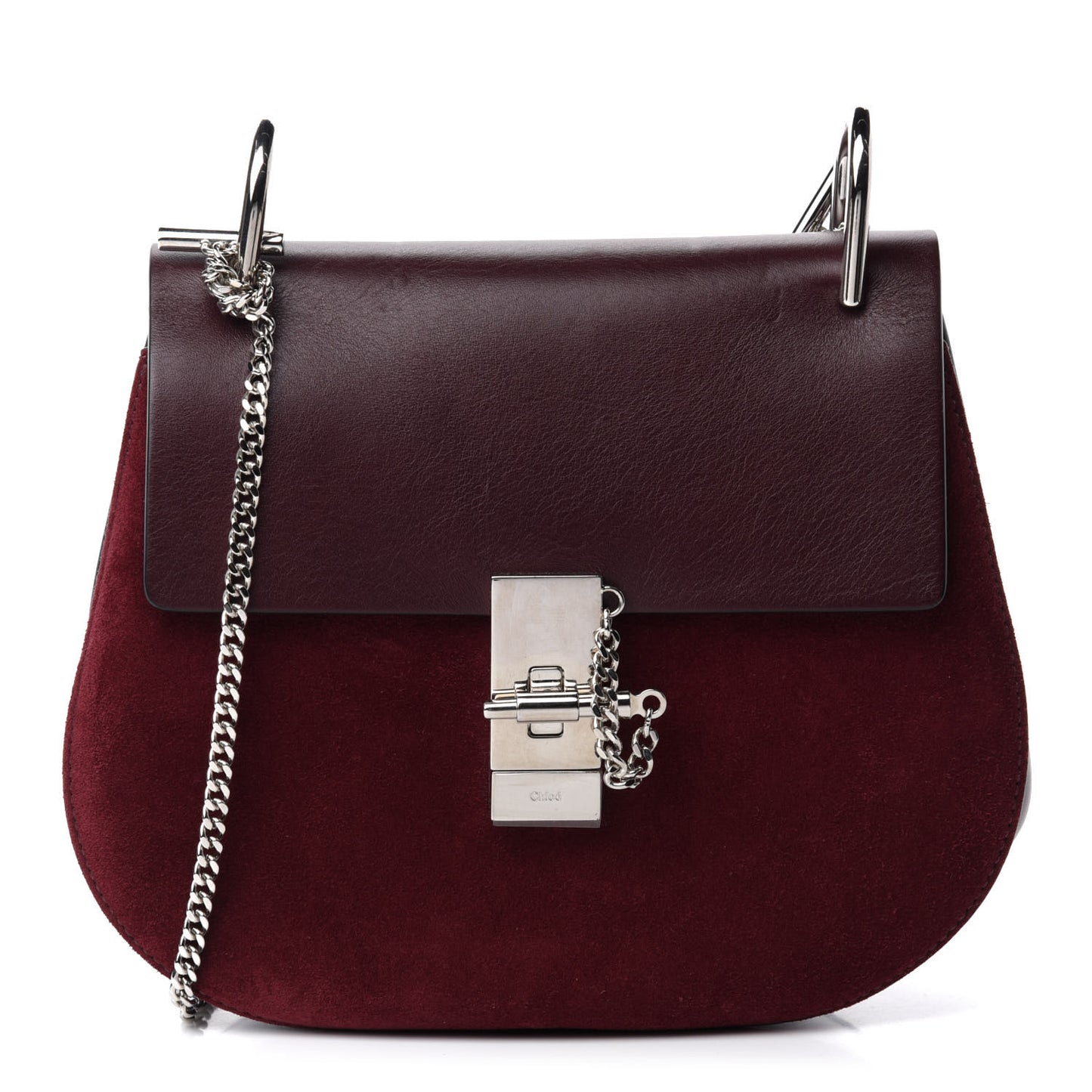 Suede Smooth Calfskin Drew Shoulder Bag Dark Purple
