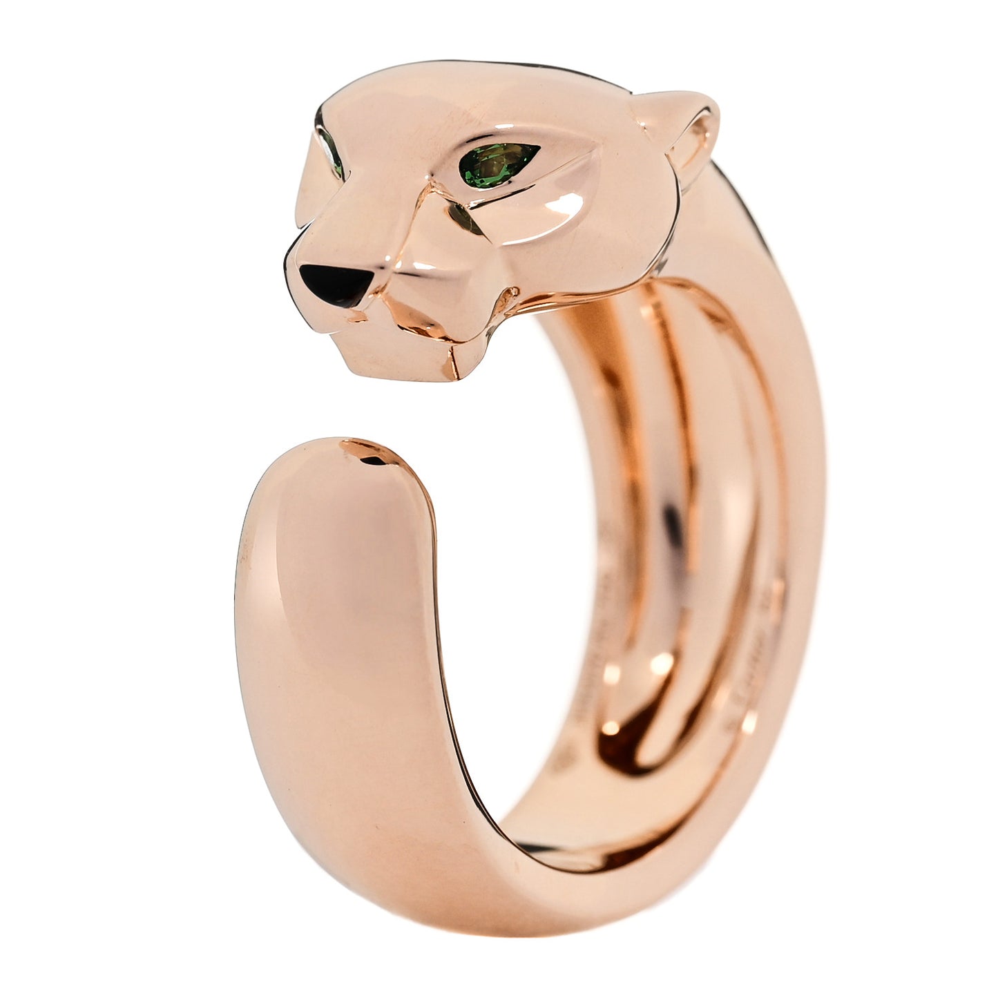 18K Pink Gold Tsavorite Onyx 11mm Panthere De Cartier Ring 52 6