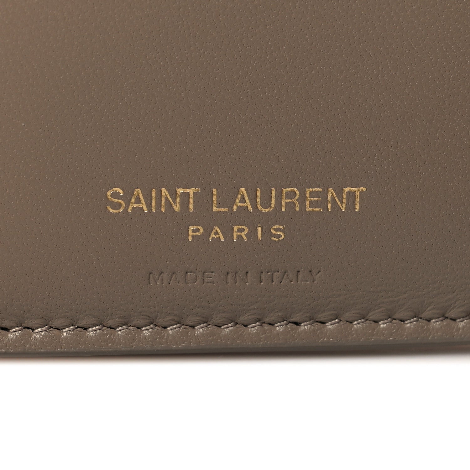 Saint Laurent Lambskin Matelasse Chevron Monogram Compact Tri Fold Wallet Dust Grey 6 of 6