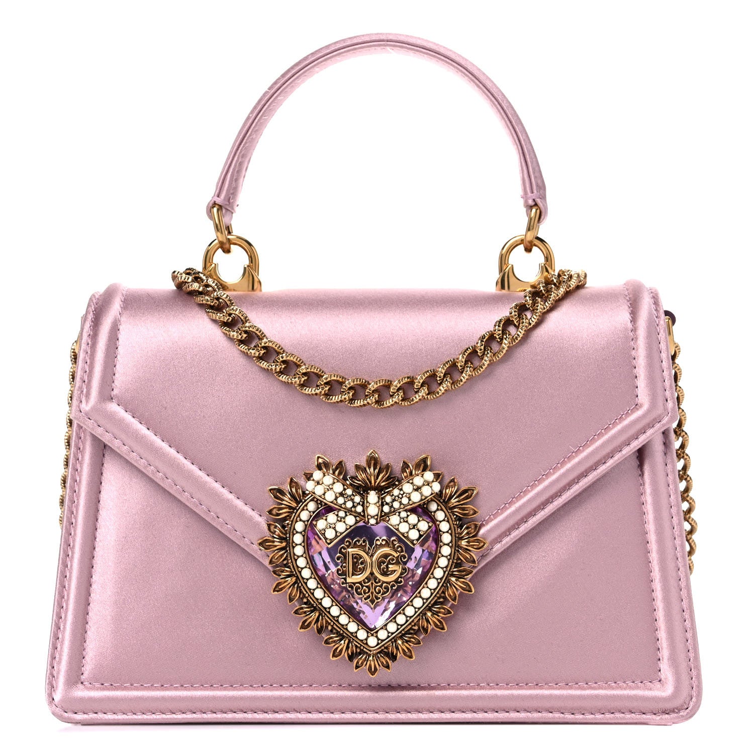 Dolce & Gabbana Silk Small Devotion Envelope Top Handle Bag Pink 1 of 14