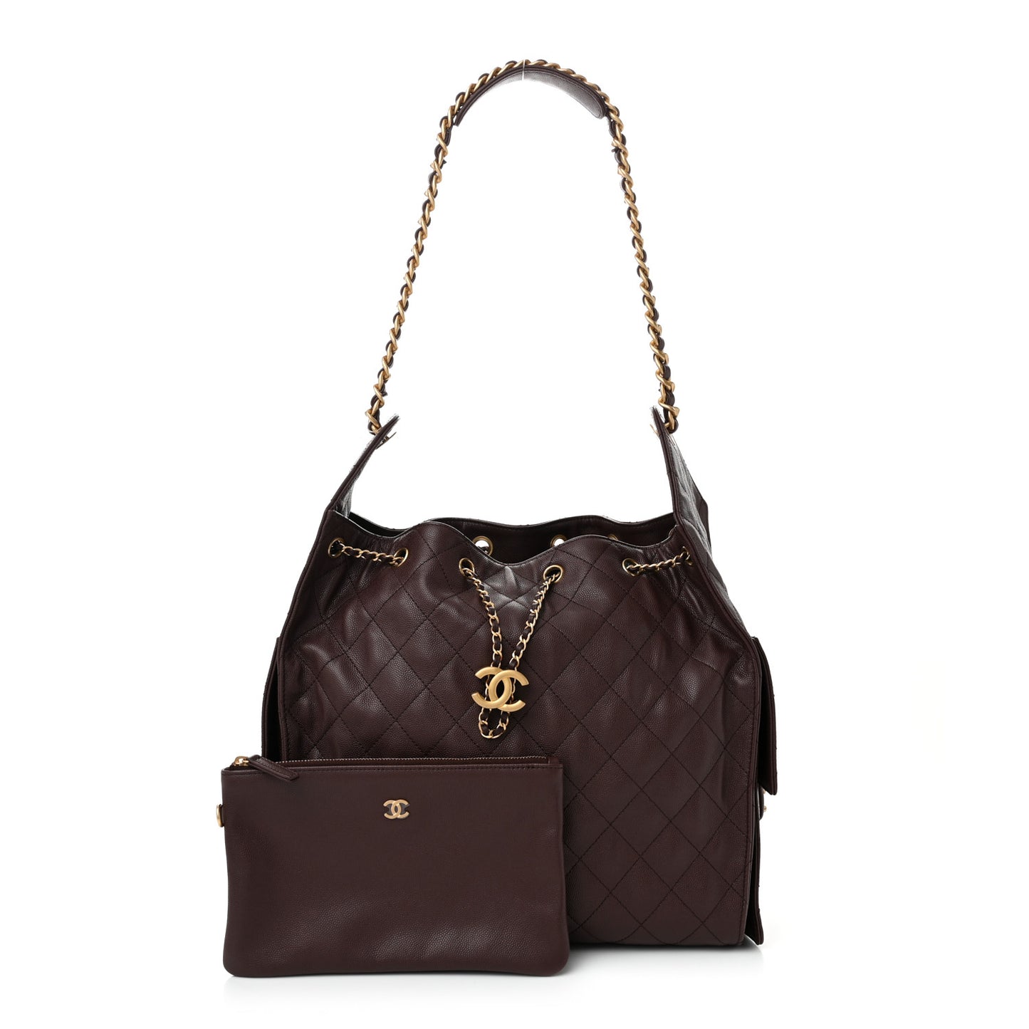 Caviar Quilted Medium Chanel 25 Handbag Dark Brown