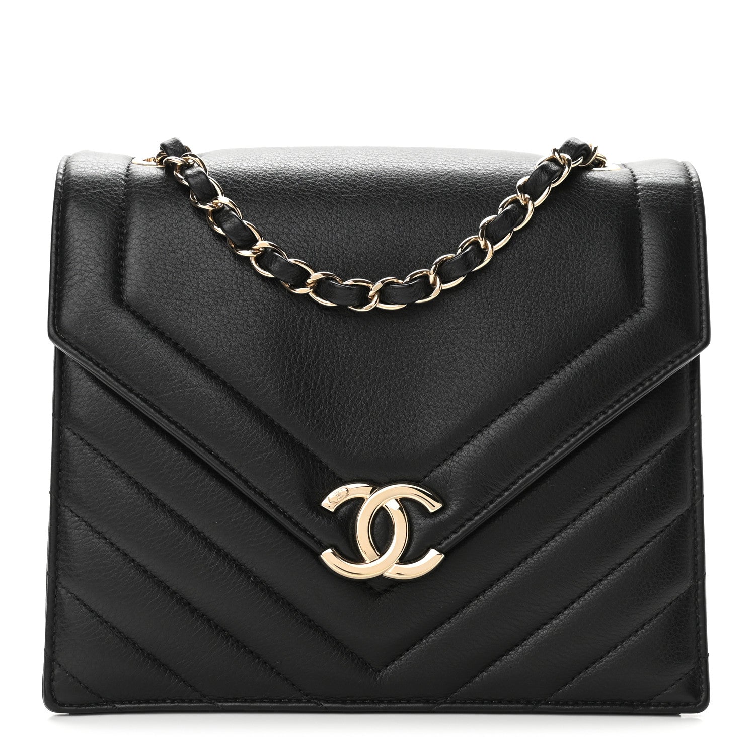 Chanel Calfskin Quilted Chevron Small Single Flap Black 1 of 11