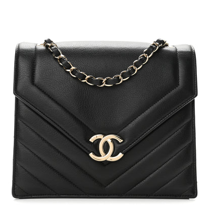 Chanel Calfskin Quilted Chevron Small Single Flap Black 1 of 11