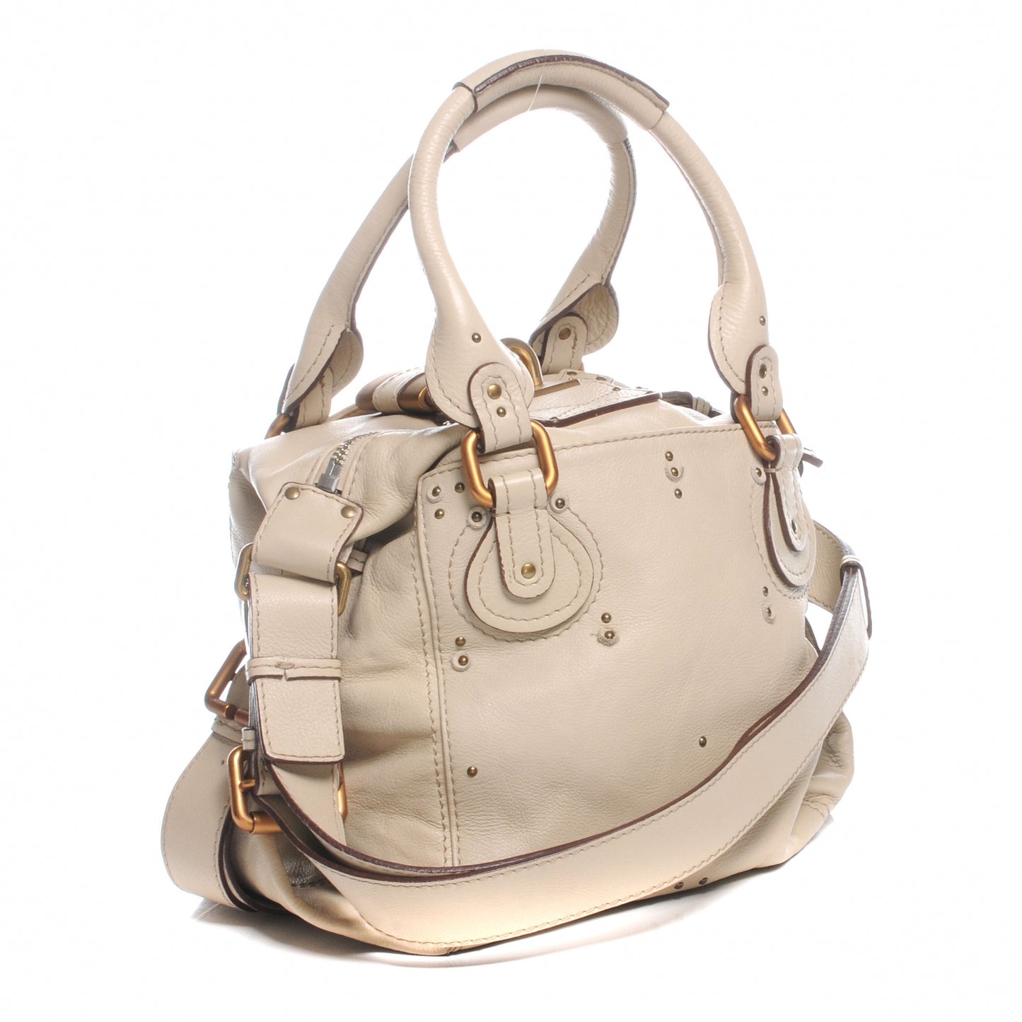 Leather Paddington Satchel Ivory