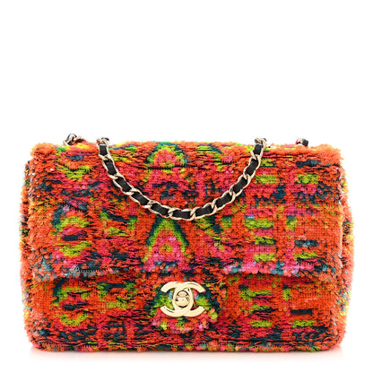 Chanel Sequin Logo Single Flap Orange Turquoise Pink 1 of 10