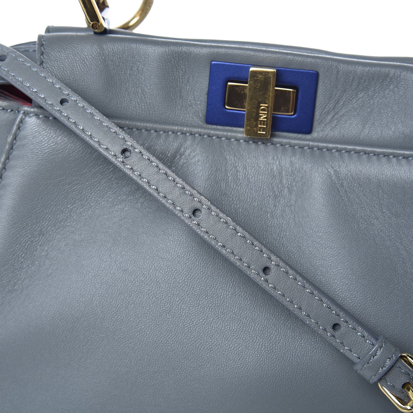 Nappa Colorblock Mini Peekaboo Iconic Satchel Grigio Chiaro Fragola Blue