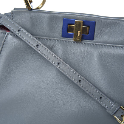 Fendi Nappa Colorblock Mini Peekaboo Iconic Satchel Grigio Chiaro Fragola Blue 10 of 21