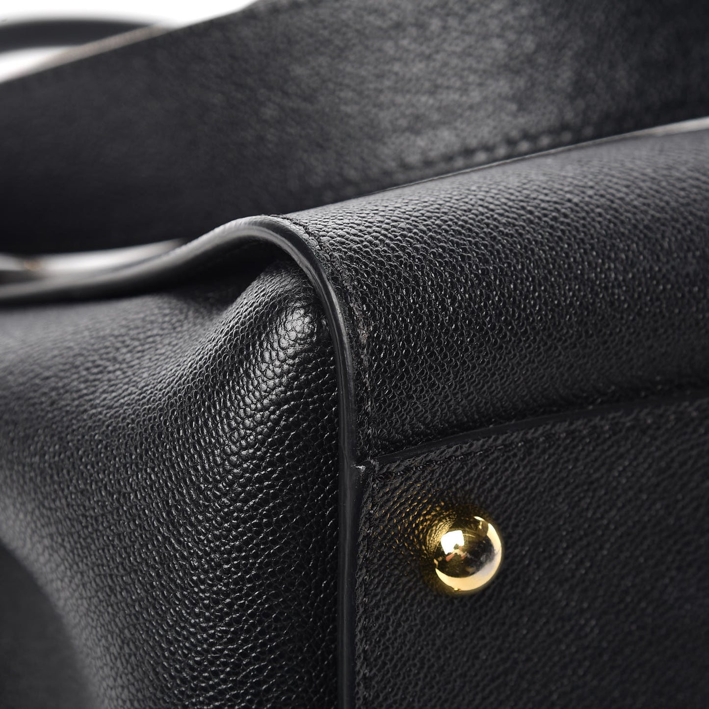 Soft Grain Calfskin Medium Buckle Tote Black
