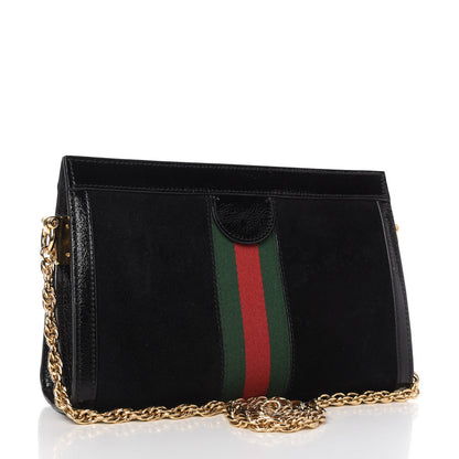 Gucci Suede Patent GG Web Small Ophidia Chain Shoulder Bag Black 3 of 10