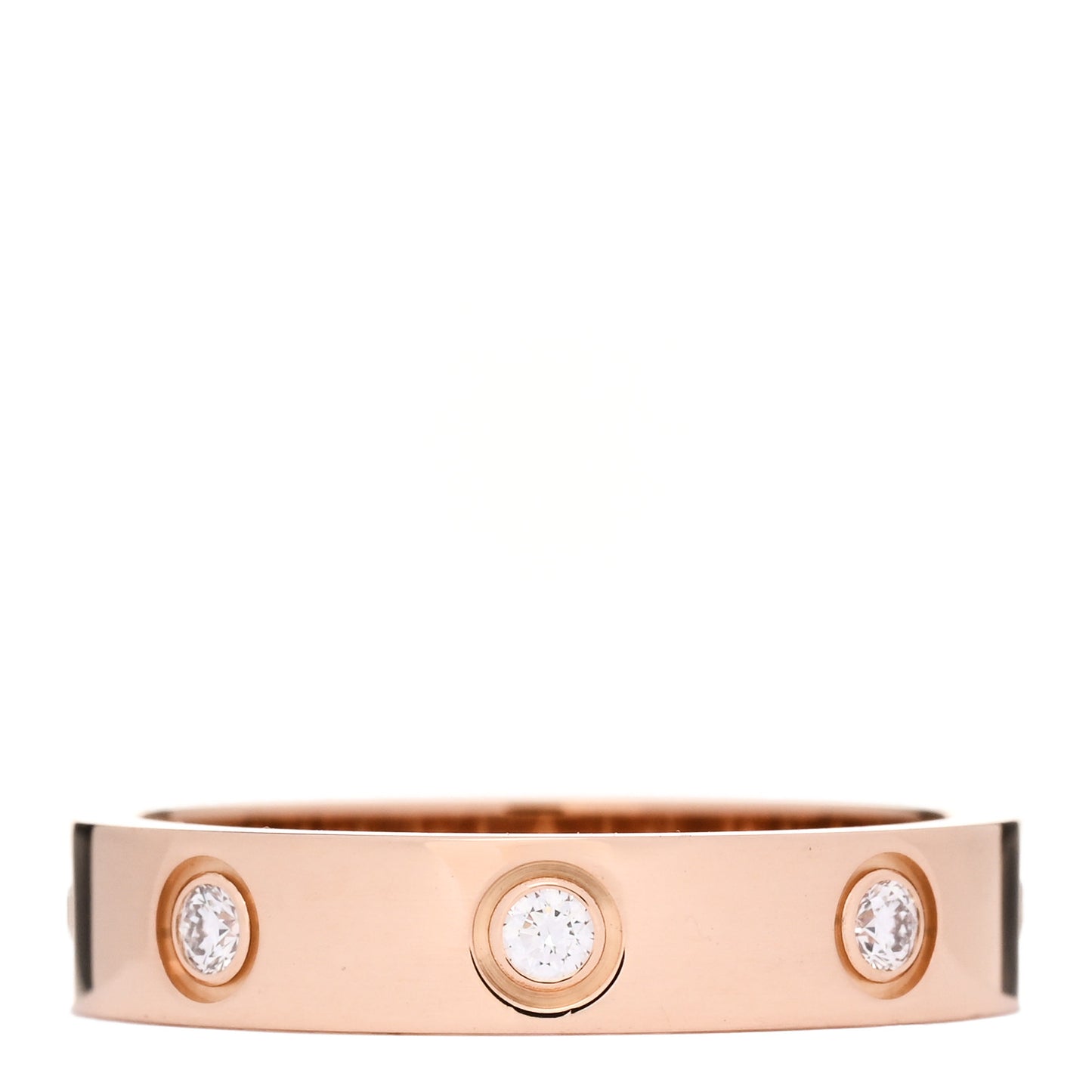 18K Pink Gold 8 Diamond 4mm LOVE Wedding Band Ring 51 5.75
