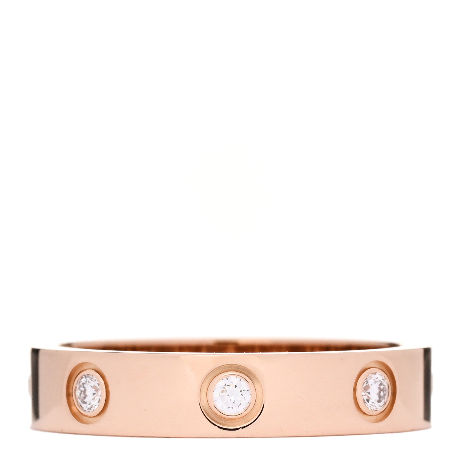 Cartier 18K Pink Gold 8 Diamond 4mm LOVE Wedding Band Ring 51 5.75 3 of 4