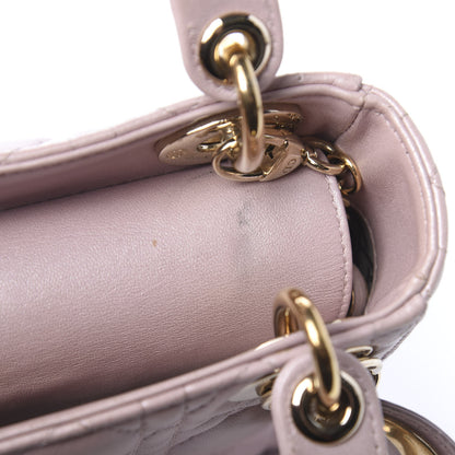 Christian Dior Metallic Lambskin Cannage Mini Lady Dior Lotus 8 of 12