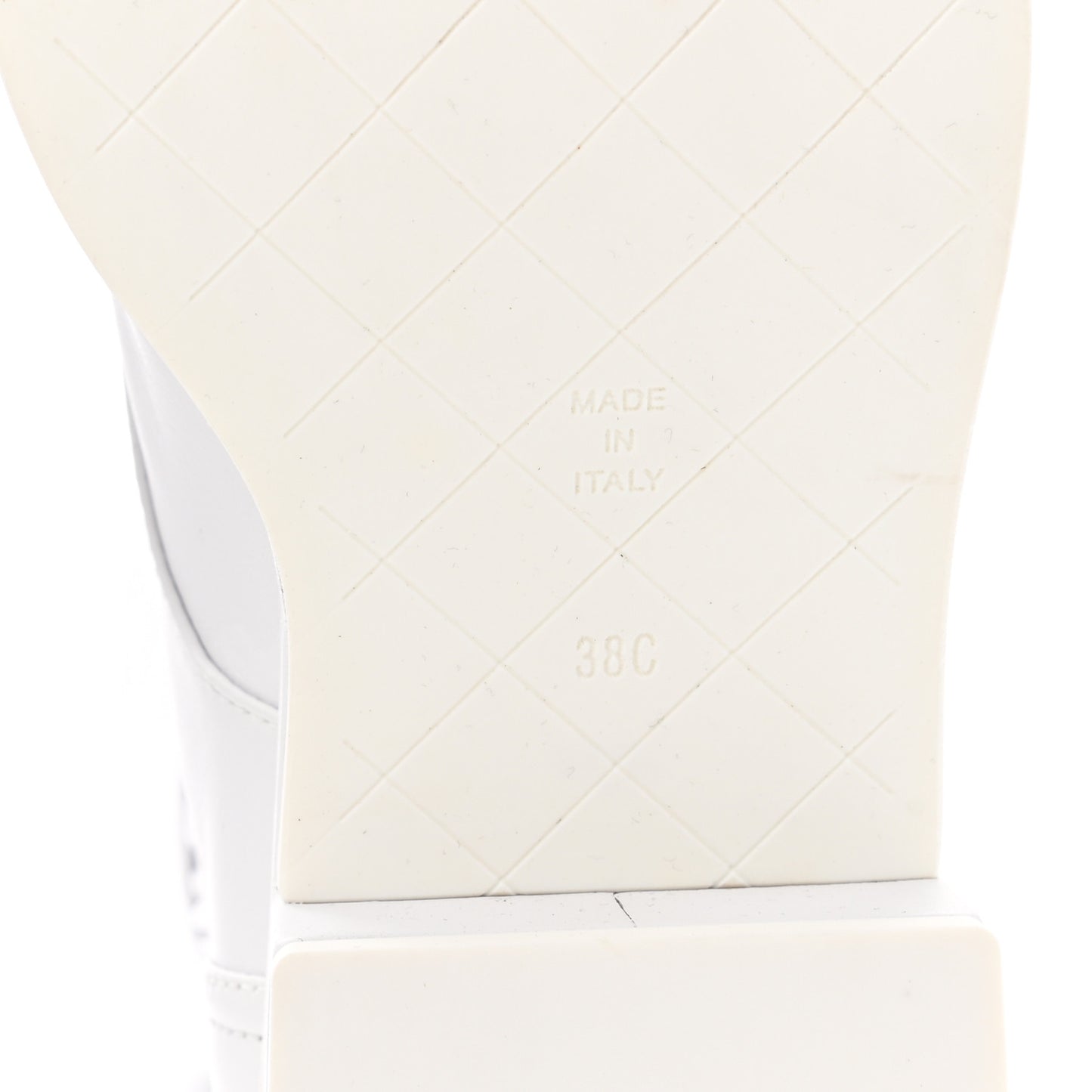 Lambskin Quilted Lace Up Combat Boots 38 White