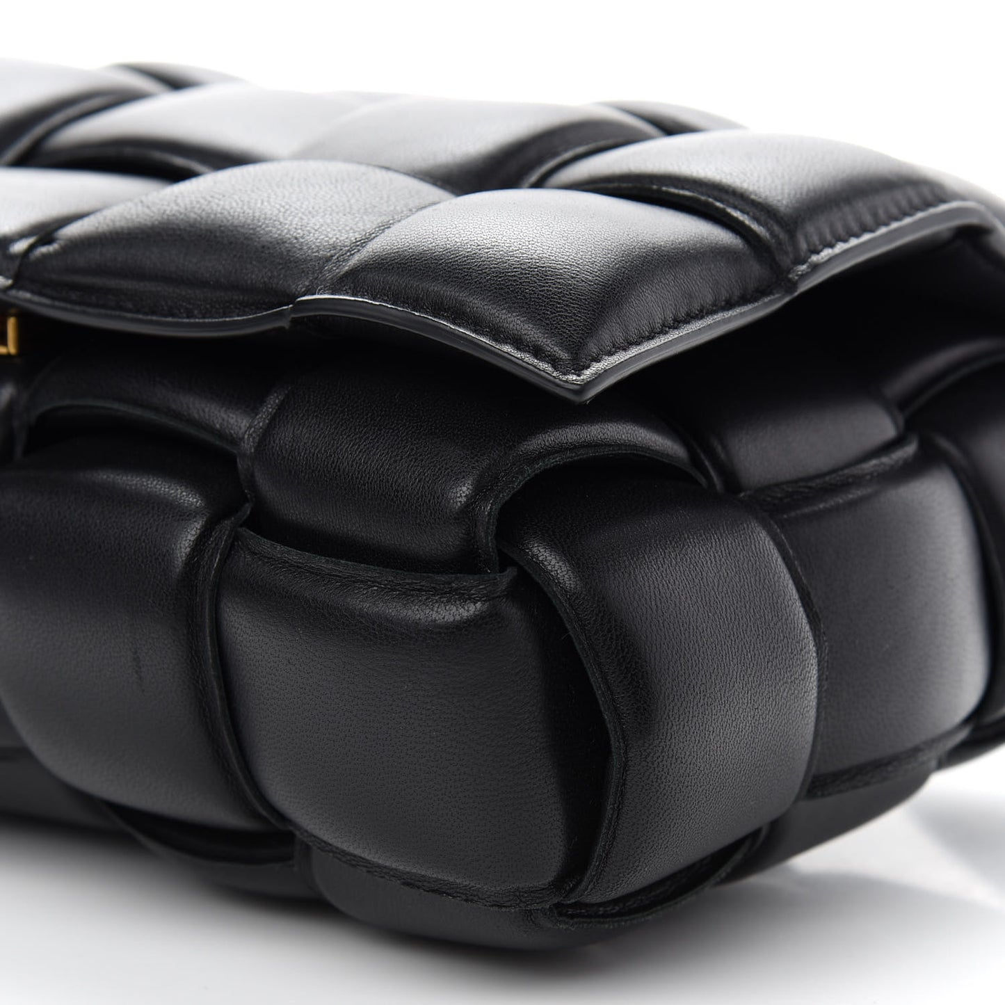Nappa Maxi Intreccio Padded Cassette Crossbody Bag Black