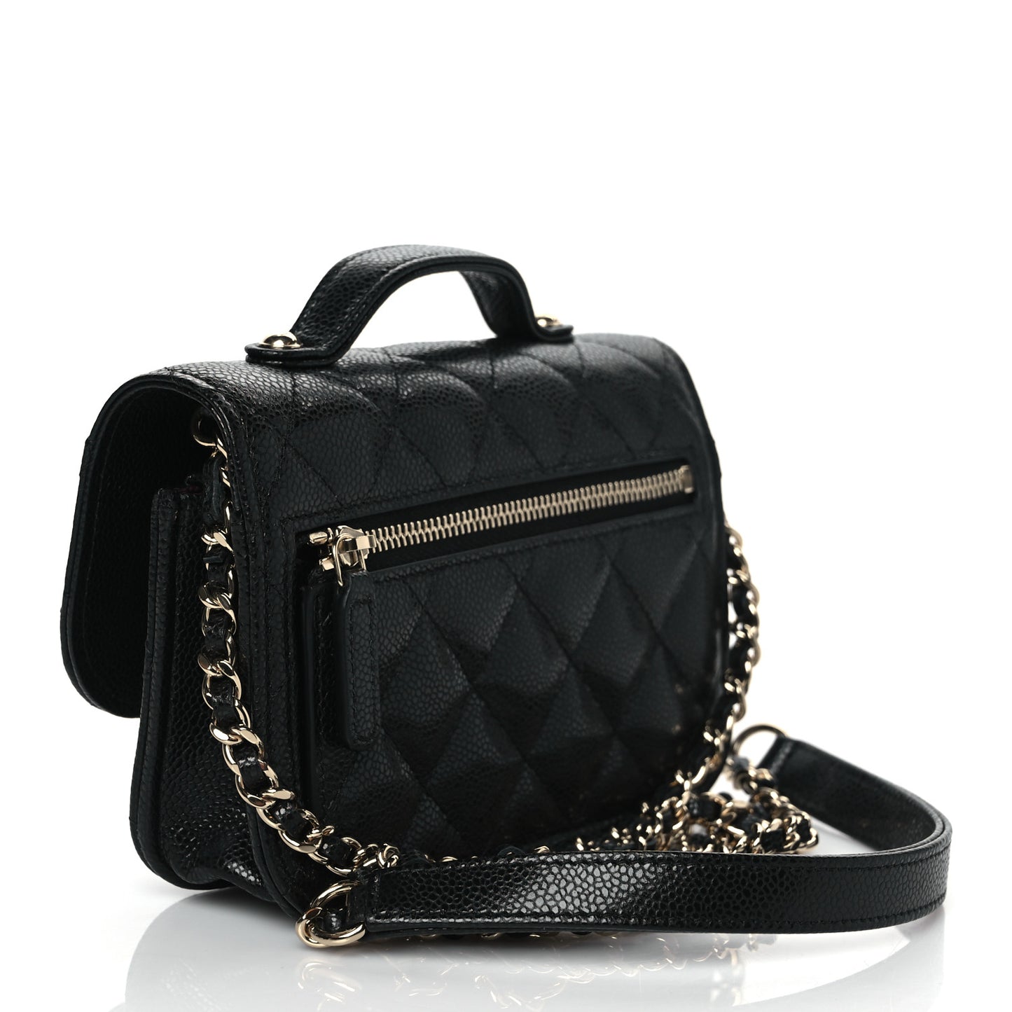 Caviar Quilted Business Affinity Clutch With Chain Black