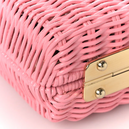 Prada Wicker Saffiano Logo Crossbody Clutch Petalo Black 6 of 7