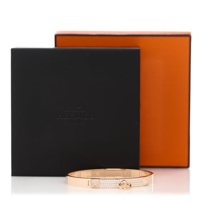 Hermes 18K Rose Gold Diamond PM Collier De Chien Pave Bracelet SH 4 of 4