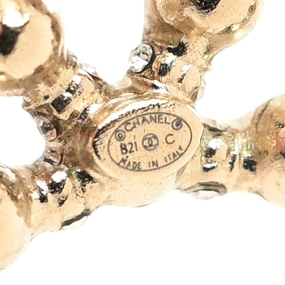 Chanel Pearl Crystal Nefertiti CC Earrings Gold 4 of 4