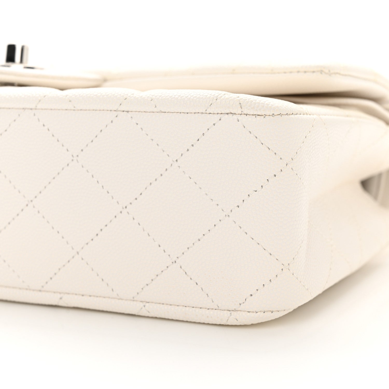 Chanel Caviar Quilted Medium Double Flap White 10 of 12