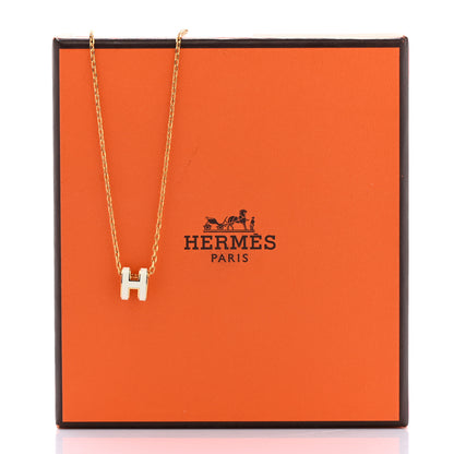 Hermes Lacquered Gold Mini Pop H Pendant Necklace White 8 of 8