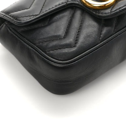 Gucci Calfskin Matelasse Super Mini GG Marmont Shoulder Bag Black 10 of 12