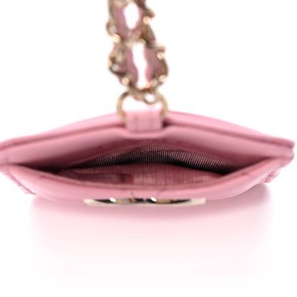 Chanel Lambskin Quilted Chanel Card Holder On Chain Pink 5 of 9