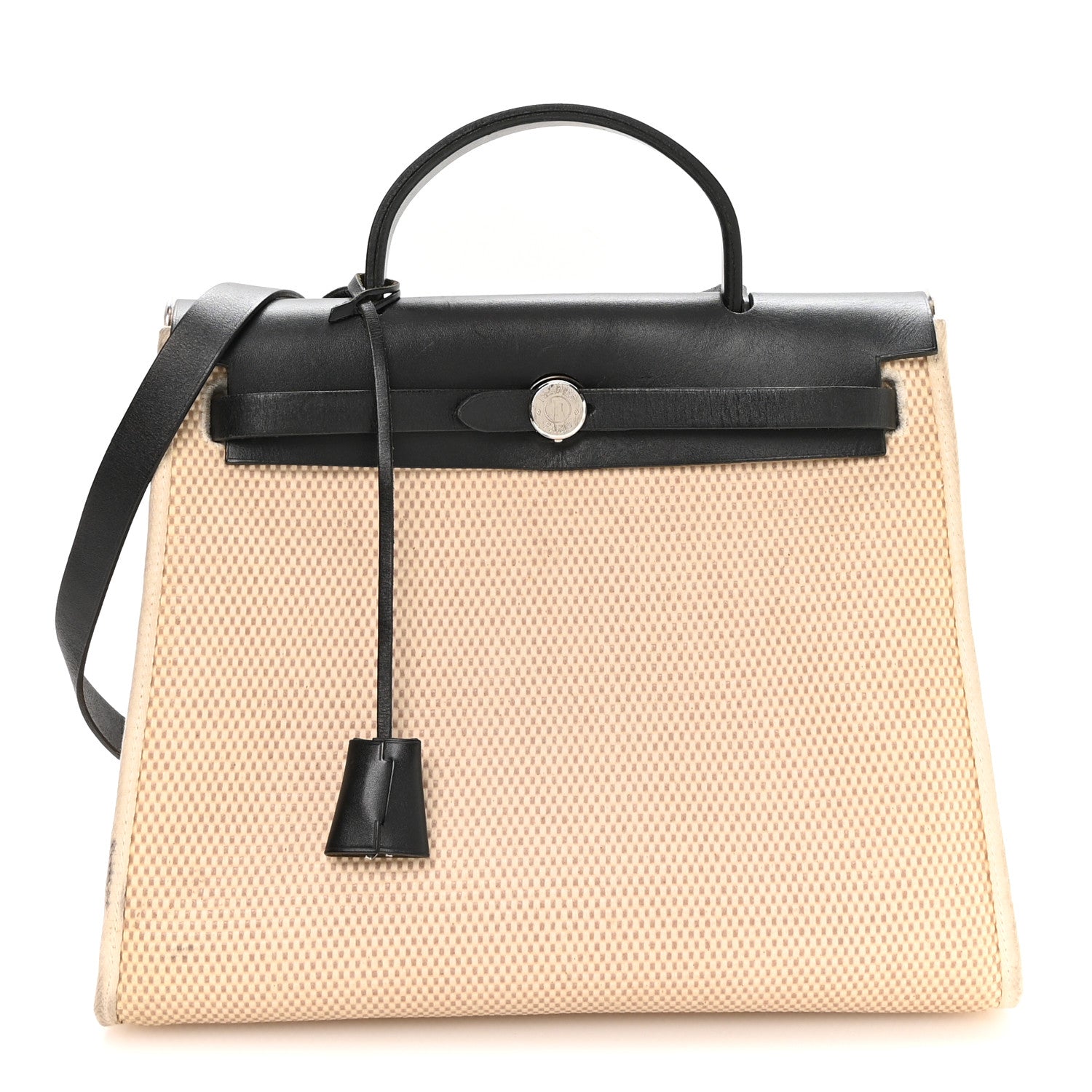 Hermes Toile GM Vache Calfskin Herbag 30 PM Natural Black Natural Black 1 of 10
