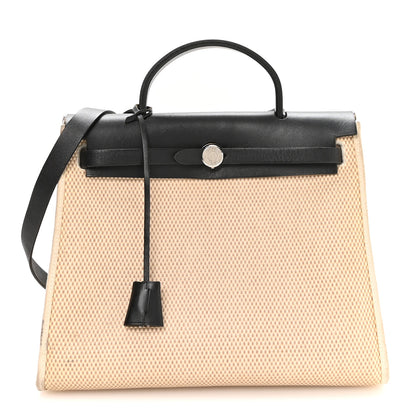 Hermes Toile GM Vache Calfskin Herbag 30 PM Natural Black Natural Black 1 of 10