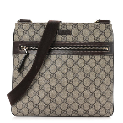 Gucci GG Supreme Monogram Flat Messenger Bag Brown 1 of 10