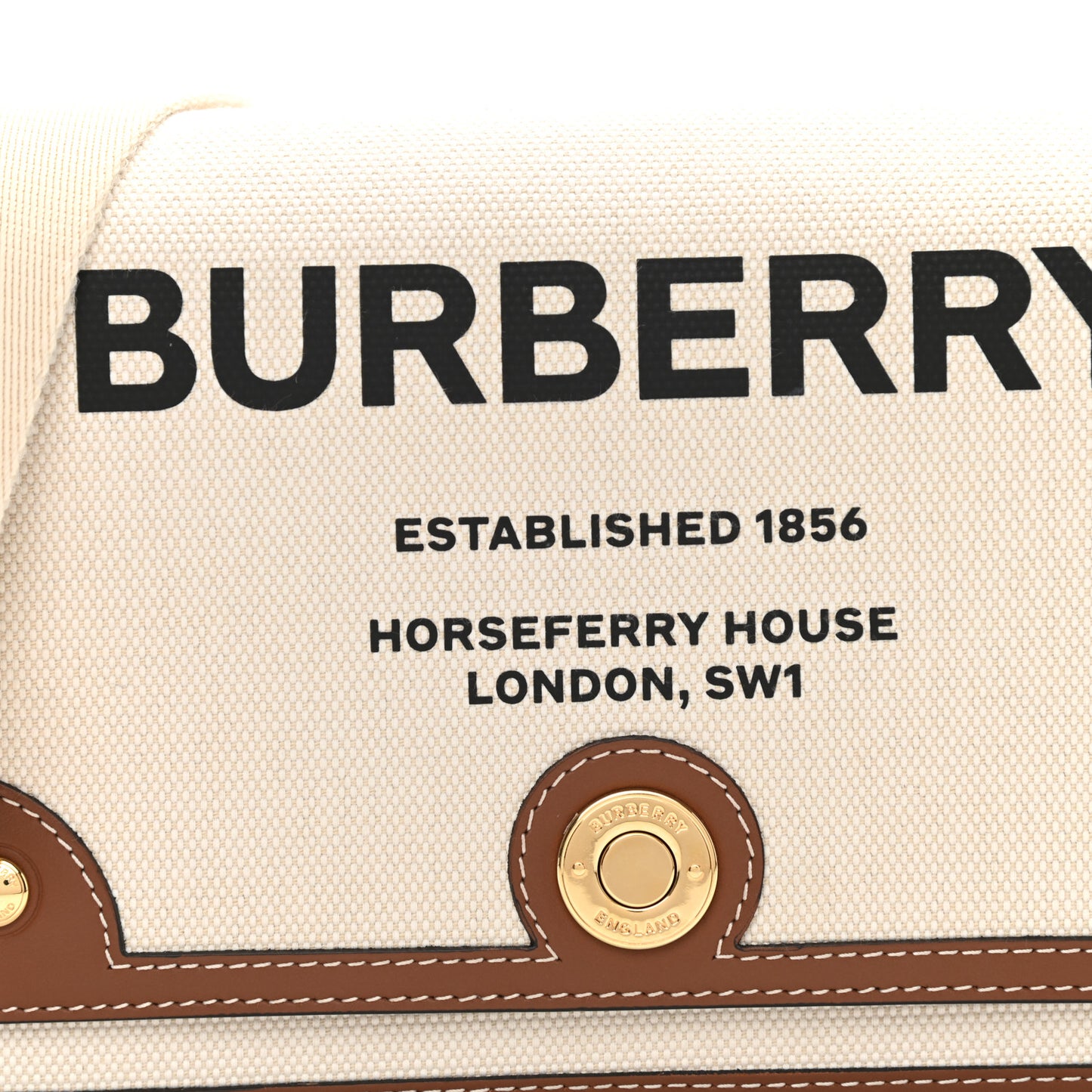 Canvas Horseferry Print Note Crossbody Bag Natural Tan