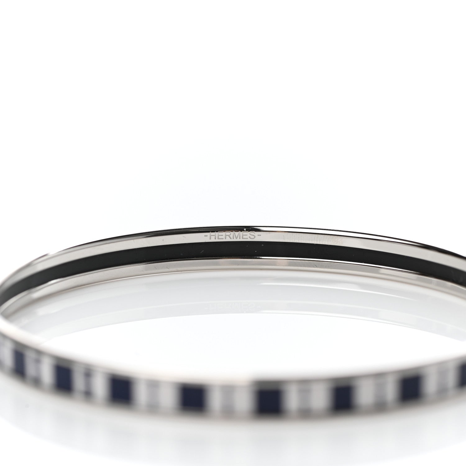 Hermes Printed Enamel OP'H Extra Narrow Bracelet 70 Ultramarine White 4 of 5