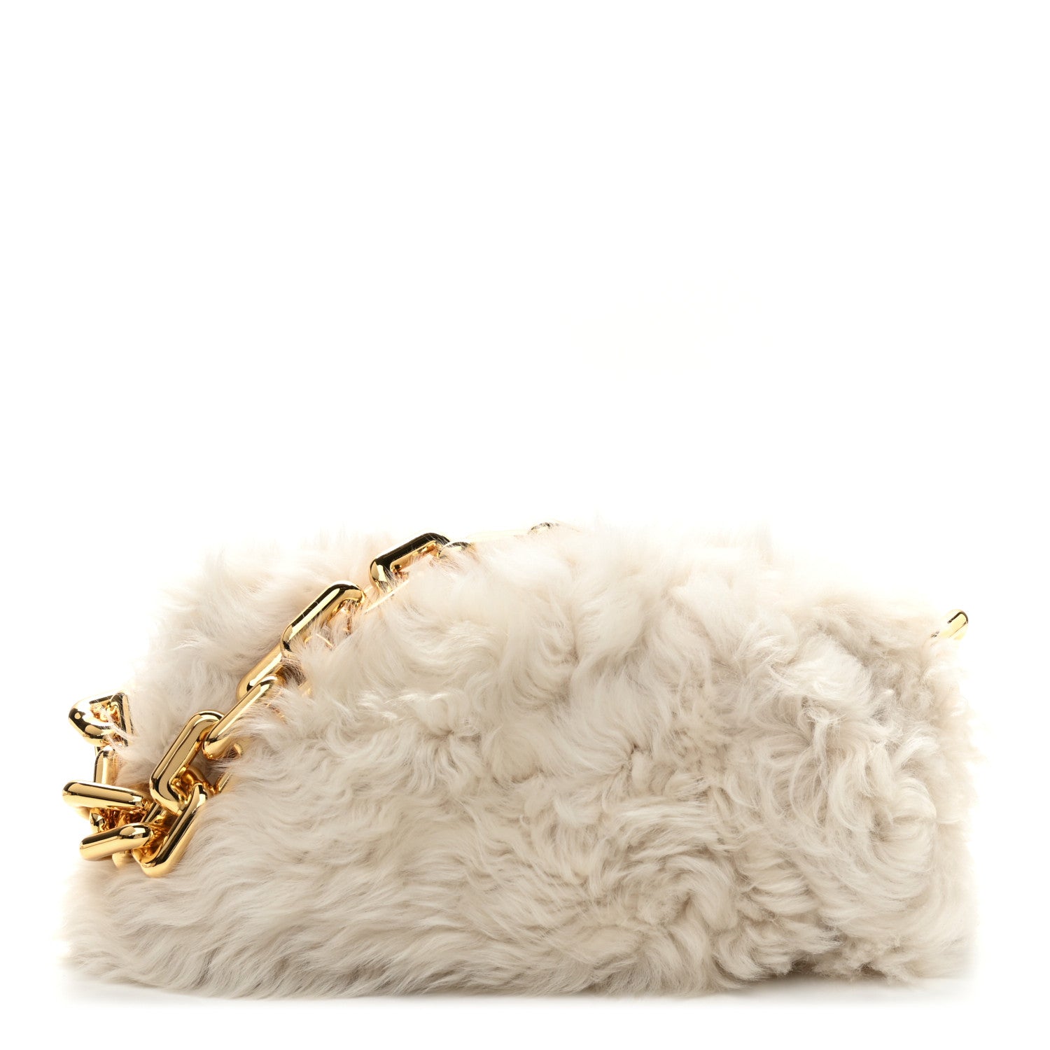 Bottega Veneta Shearling Lambskin The Pouch Chain White 1 of 9