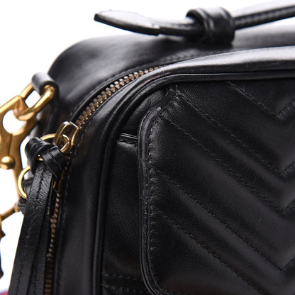 Gucci Calfskin Matelasse Sylvie Web Small GG Marmont Top Handle Shoulder Bag Black 10 of 16