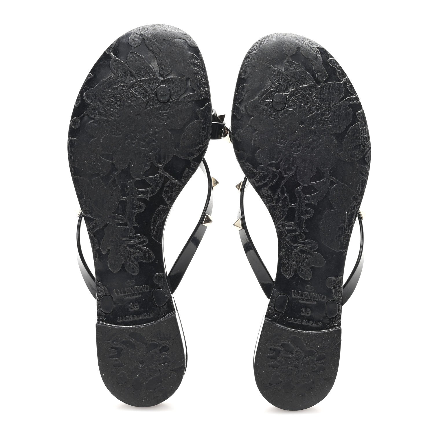 Valentino Garavani PVC Jelly Rockstud Bow Thong Sandals 39 Black 6 of 8