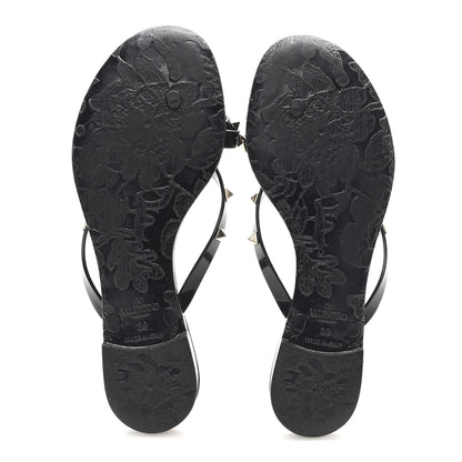 Valentino Garavani PVC Jelly Rockstud Bow Thong Sandals 39 Black 6 of 8