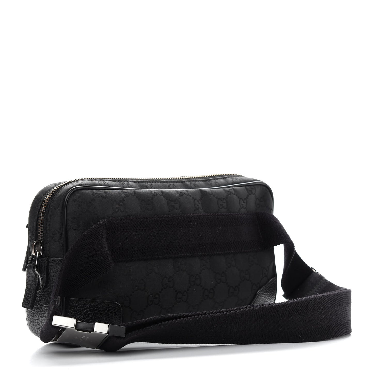 Pebbled Calfskin Nylon Monogram Belt Bag Black