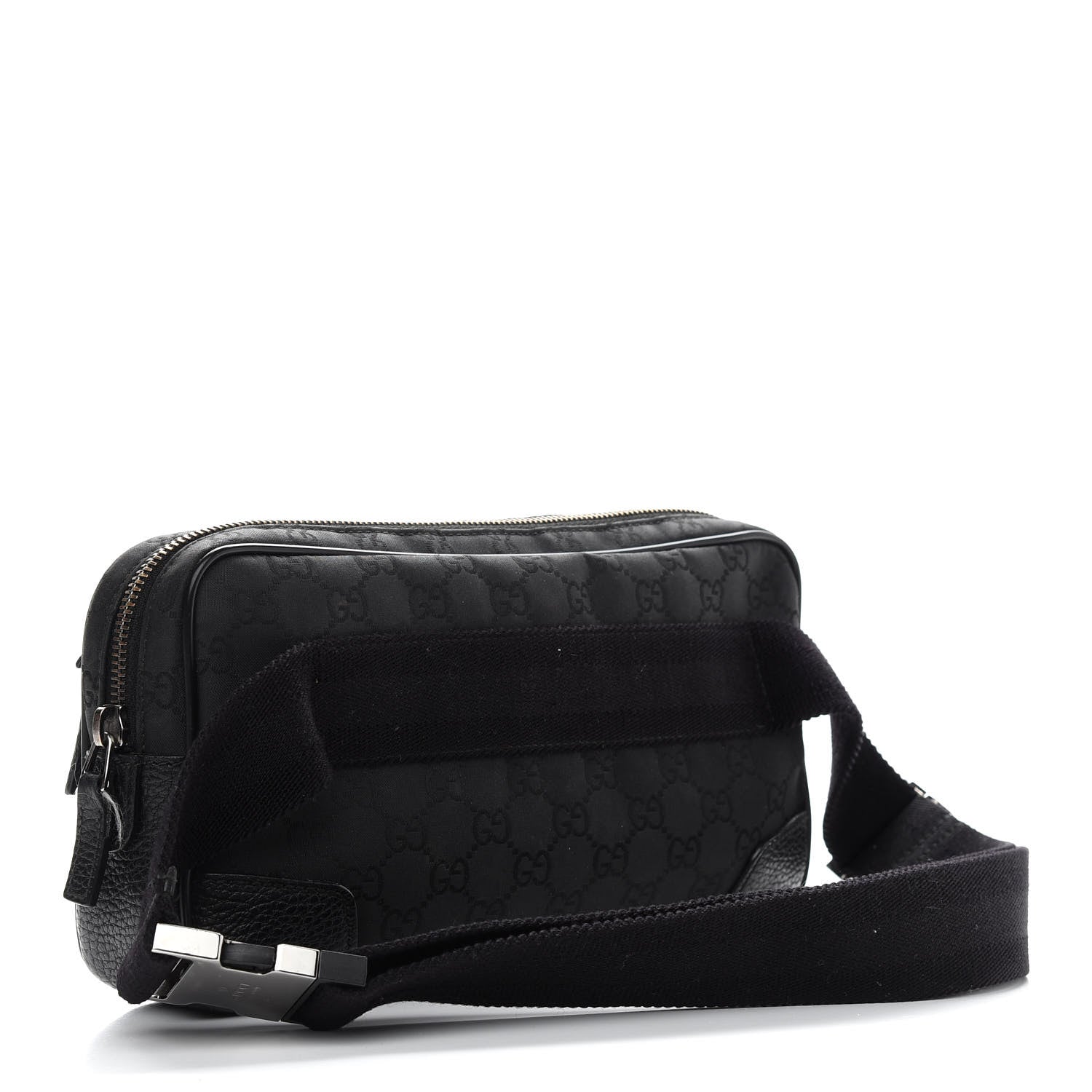 Gucci Pebbled Calfskin Nylon Monogram Belt Bag Black 3 of 10
