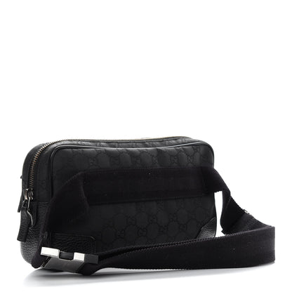 Gucci Pebbled Calfskin Nylon Monogram Belt Bag Black 3 of 10