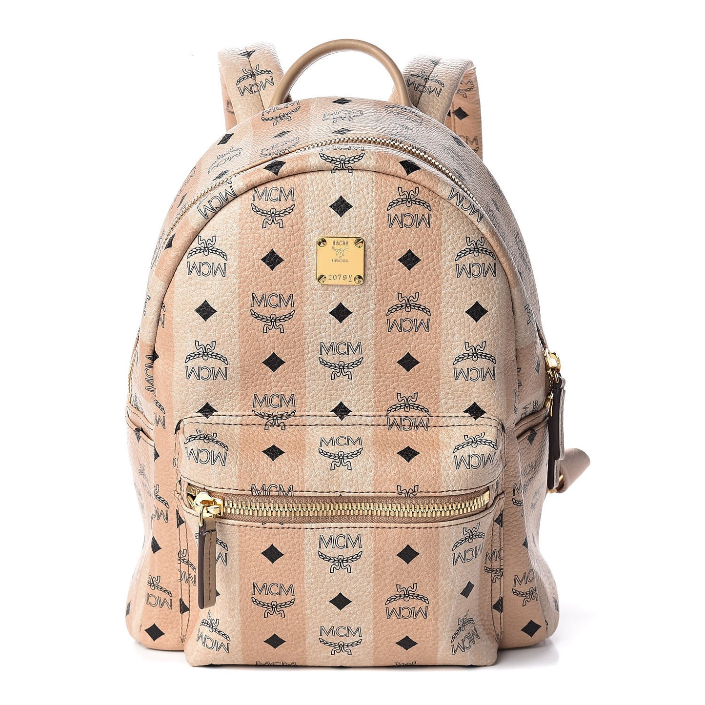 Striped Visetos Small Stark Backpack Beige