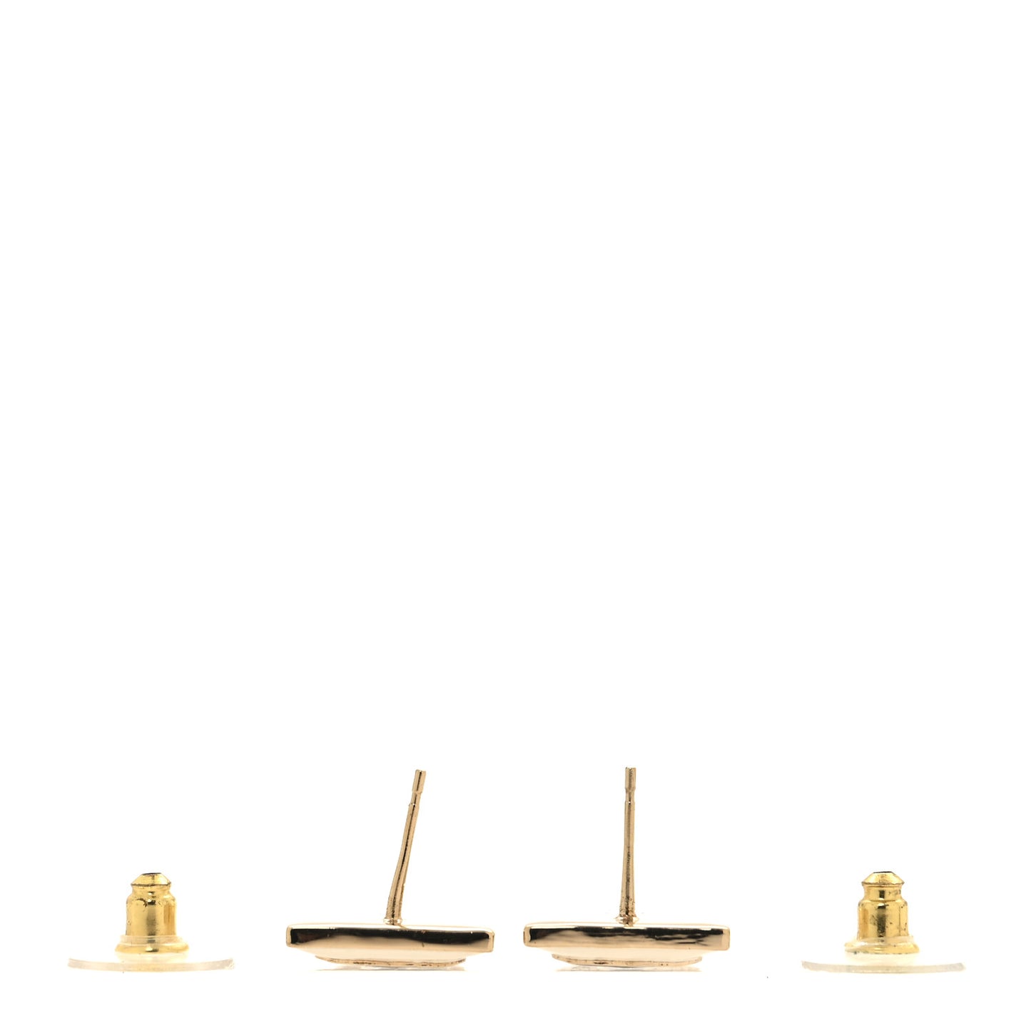 Metal Enamel CC Square Earrings Gold White Black