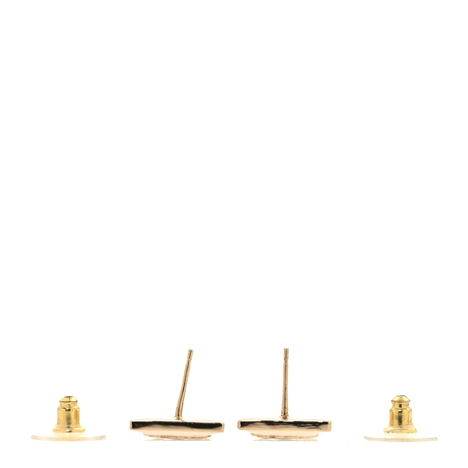 Chanel Metal Enamel CC Square Earrings Gold White Black 3 of 4