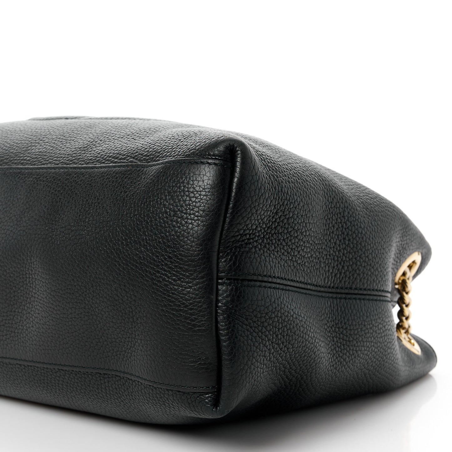 Pebbled Calfskin Medium Soho Chain Shoulder Bag Black