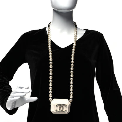 Chanel Resin Crystal Pearl Lambskin Airpods Pro Holder Necklace Pearly White 2 of 7