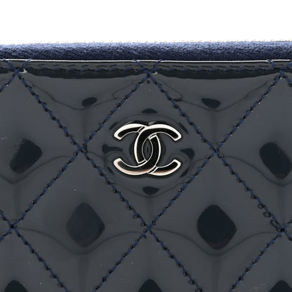 Chanel Patent Calfskin Quilted Large Gusset Zip Around Wallet Blue 10 of 12