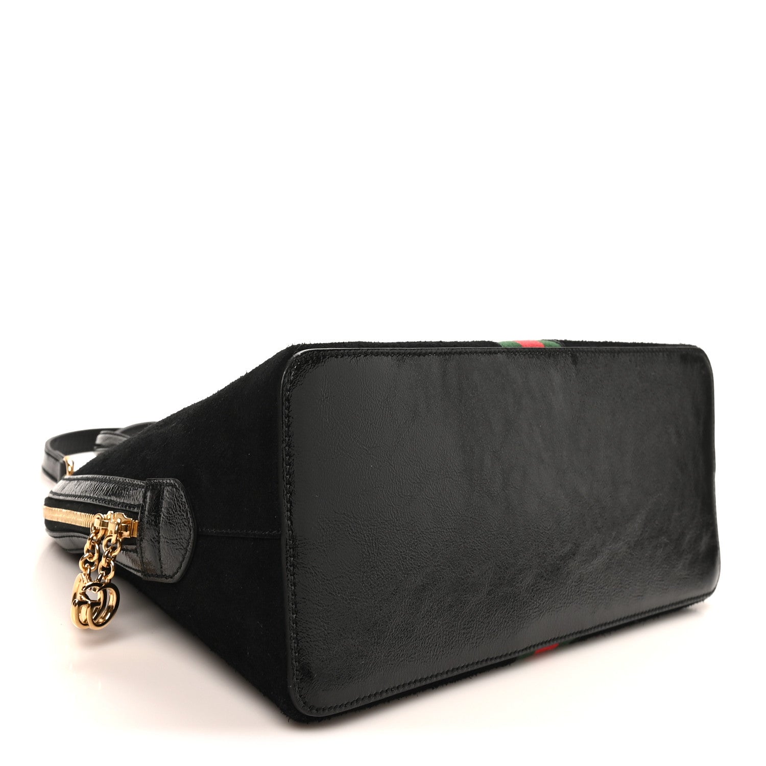 Gucci Suede Patent GG Web Medium Ophidia Top Handle Dome Bag Black 4 of 10