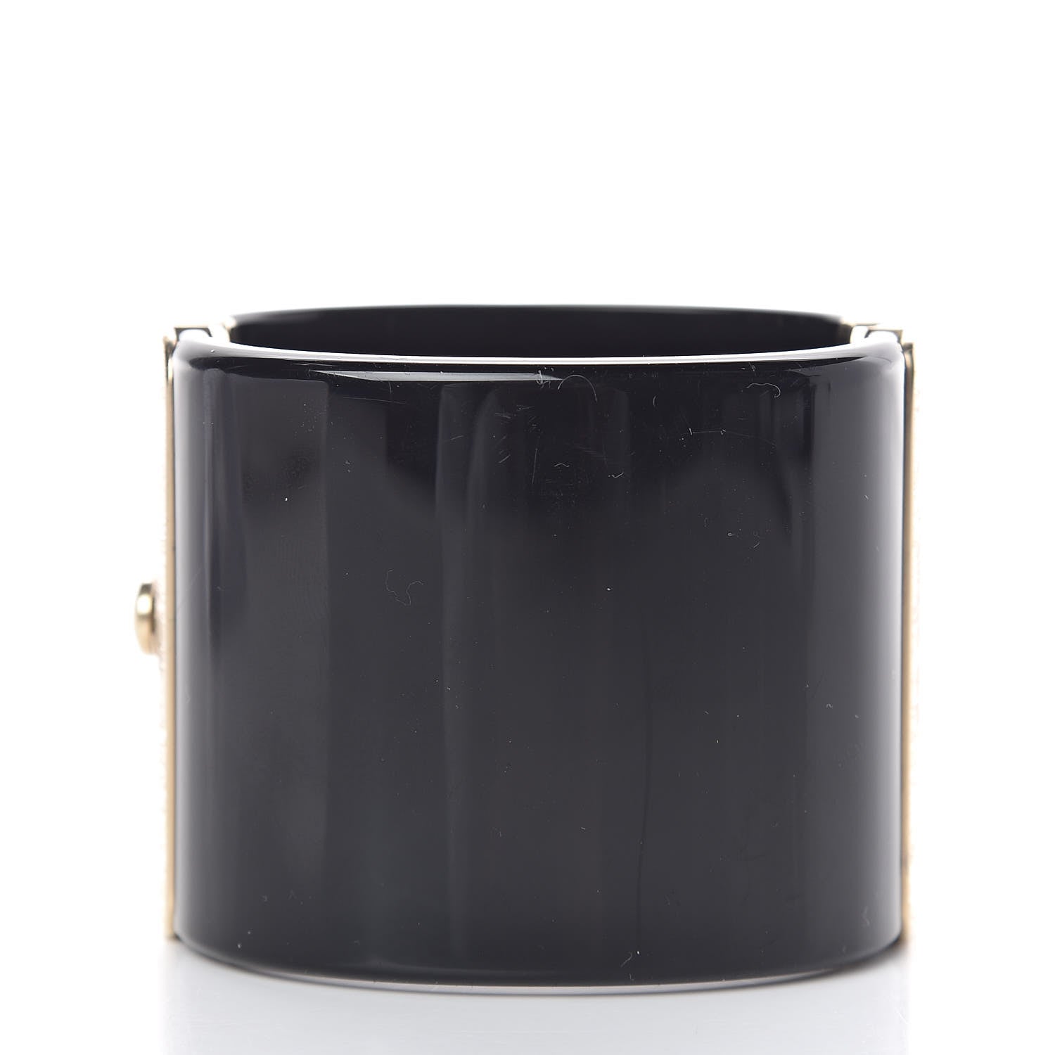 Chanel Resin CC Cuff Black Gold 3 of 5