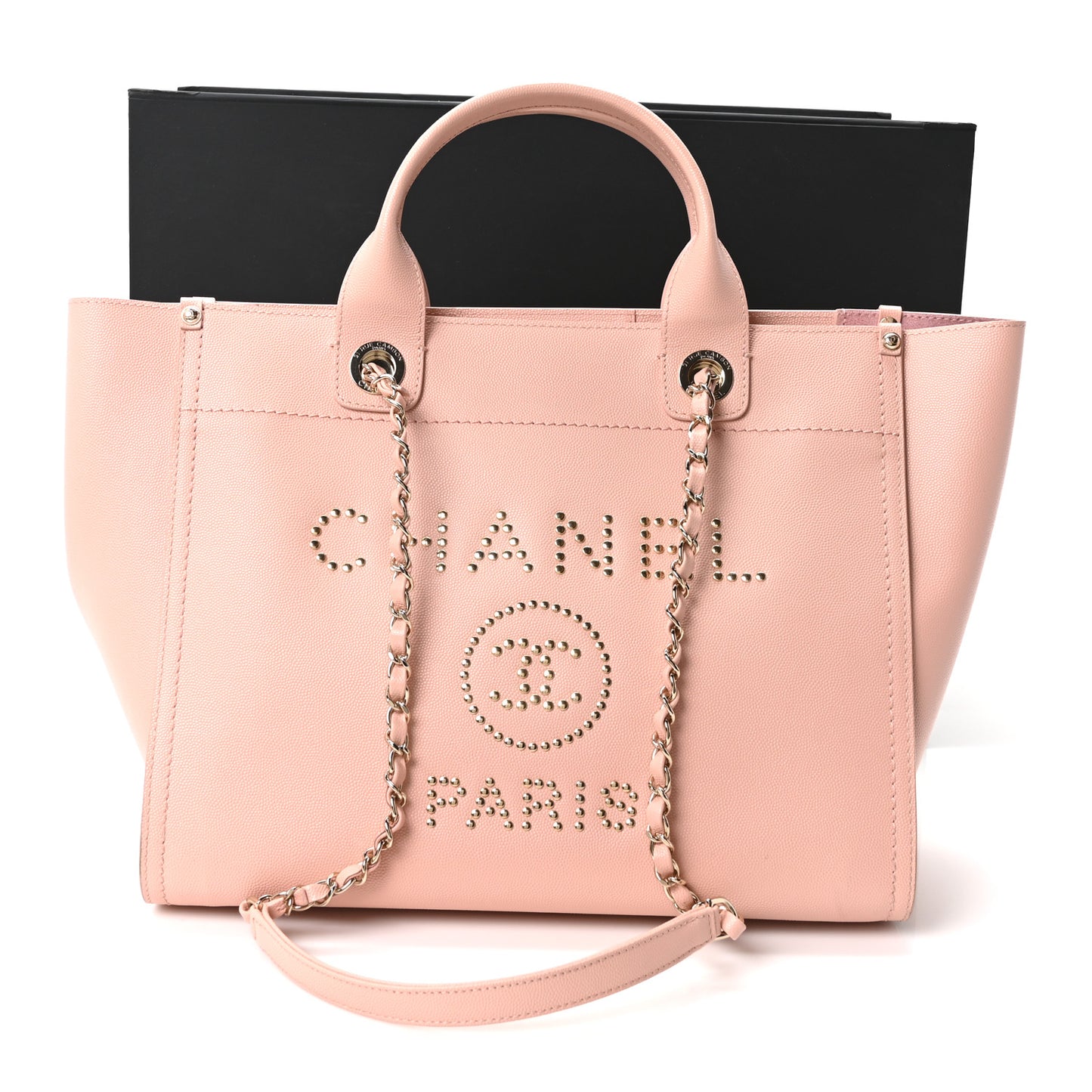 Caviar Small Studded Deauville Tote Light Pink