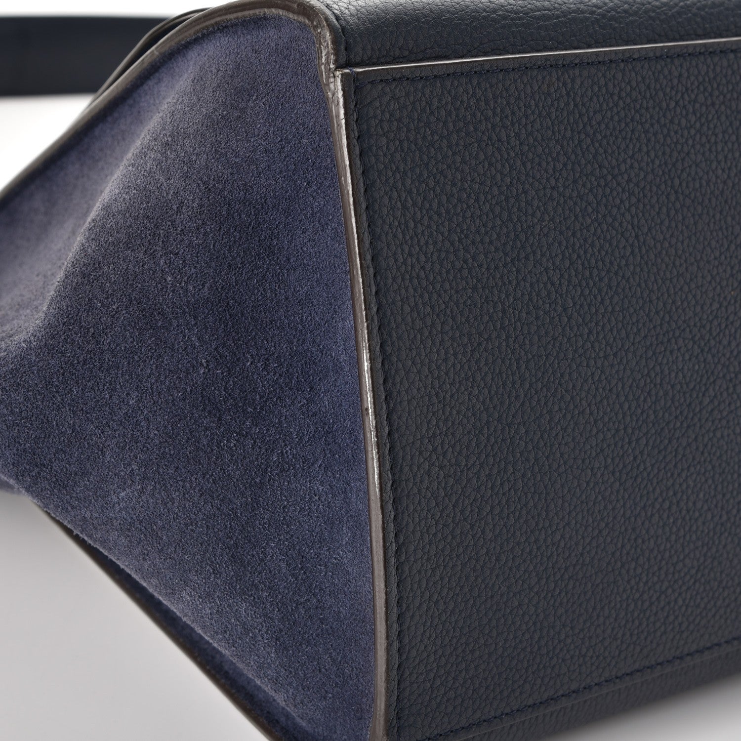 Celine Drummed Calfskin Suede Medium Trapeze Navy 12 of 15