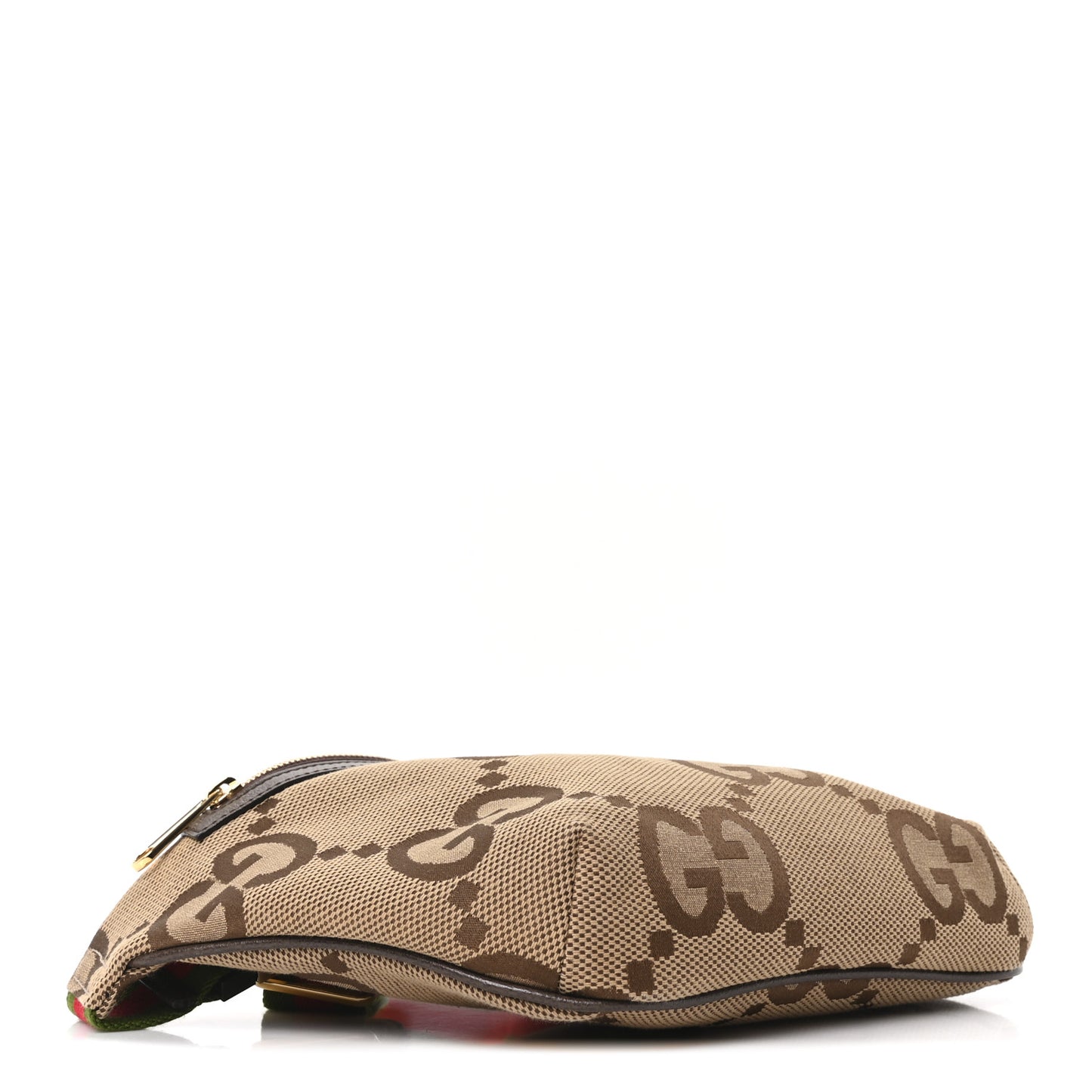 Monogram Jumbo GG Textured Dollar Calfskin Web Belt Bag Camel Ebony New Acero