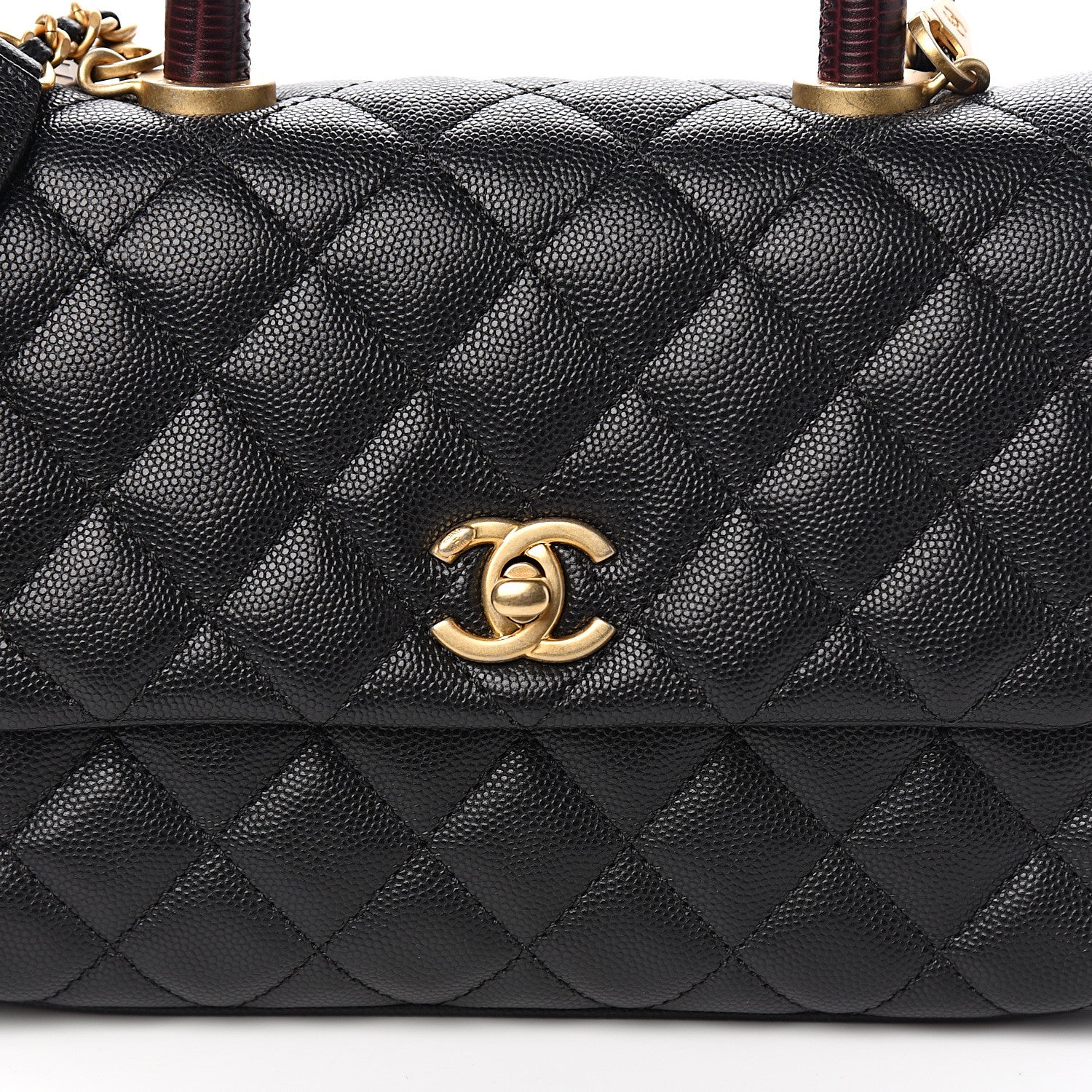 Chanel Caviar Lizard Embossed Quilted Mini Coco Handle Flap Black 9 of 9